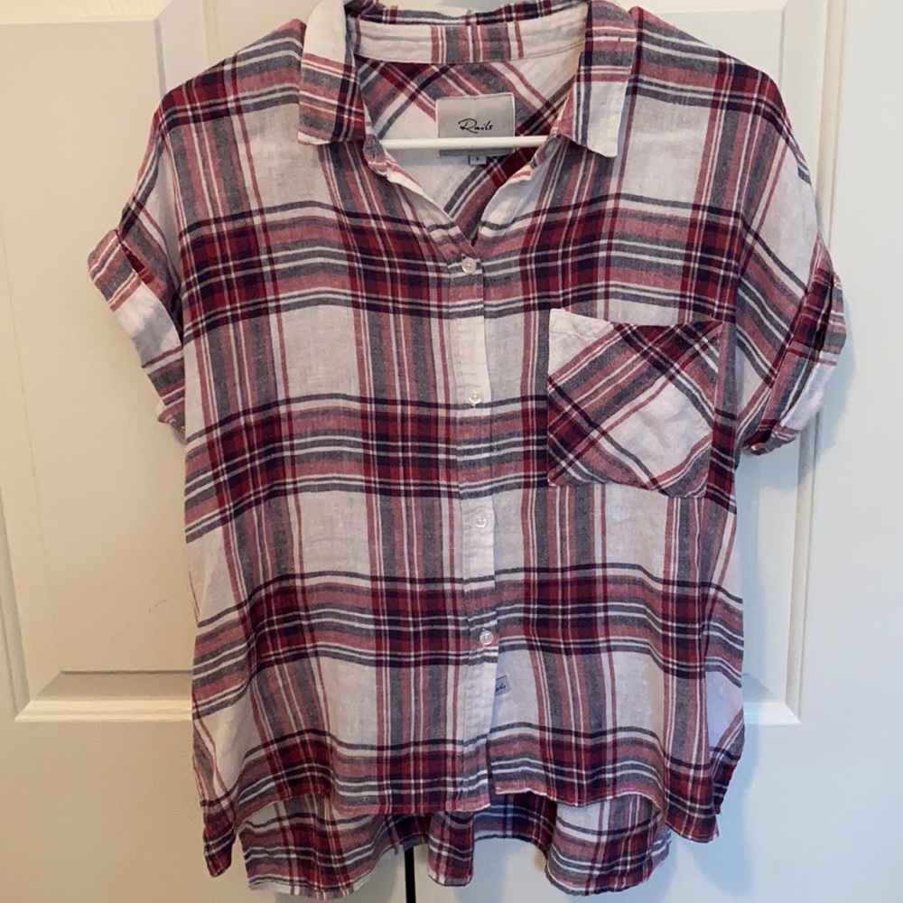 Rails linen plaid button down- shirt sleeve